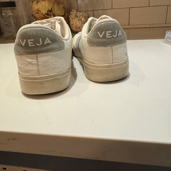 Veja Esplar leather low top sneakers in white with mint green 6 - Picture 2 of 4
